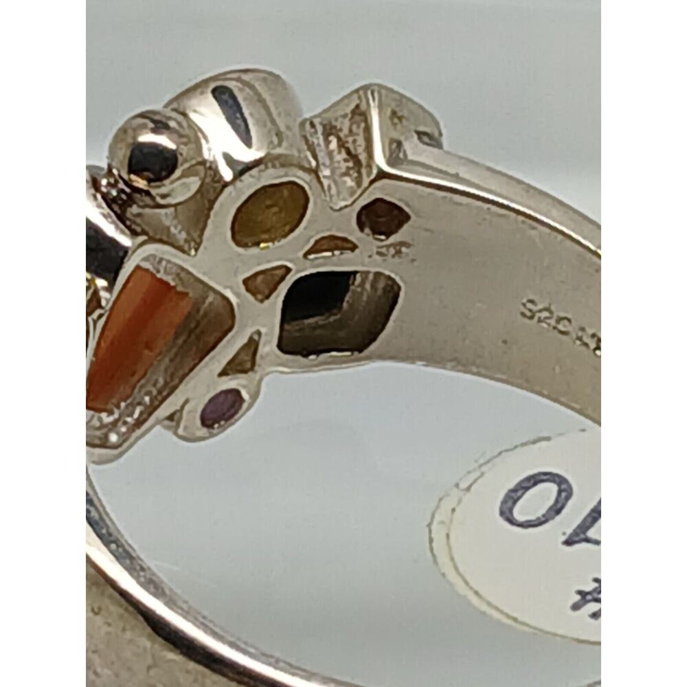 Vintage 1990's Sterling Silver Gemstone Ring Size 10 Lapis MOP Amethyst Topaz - Picture 3 of 13